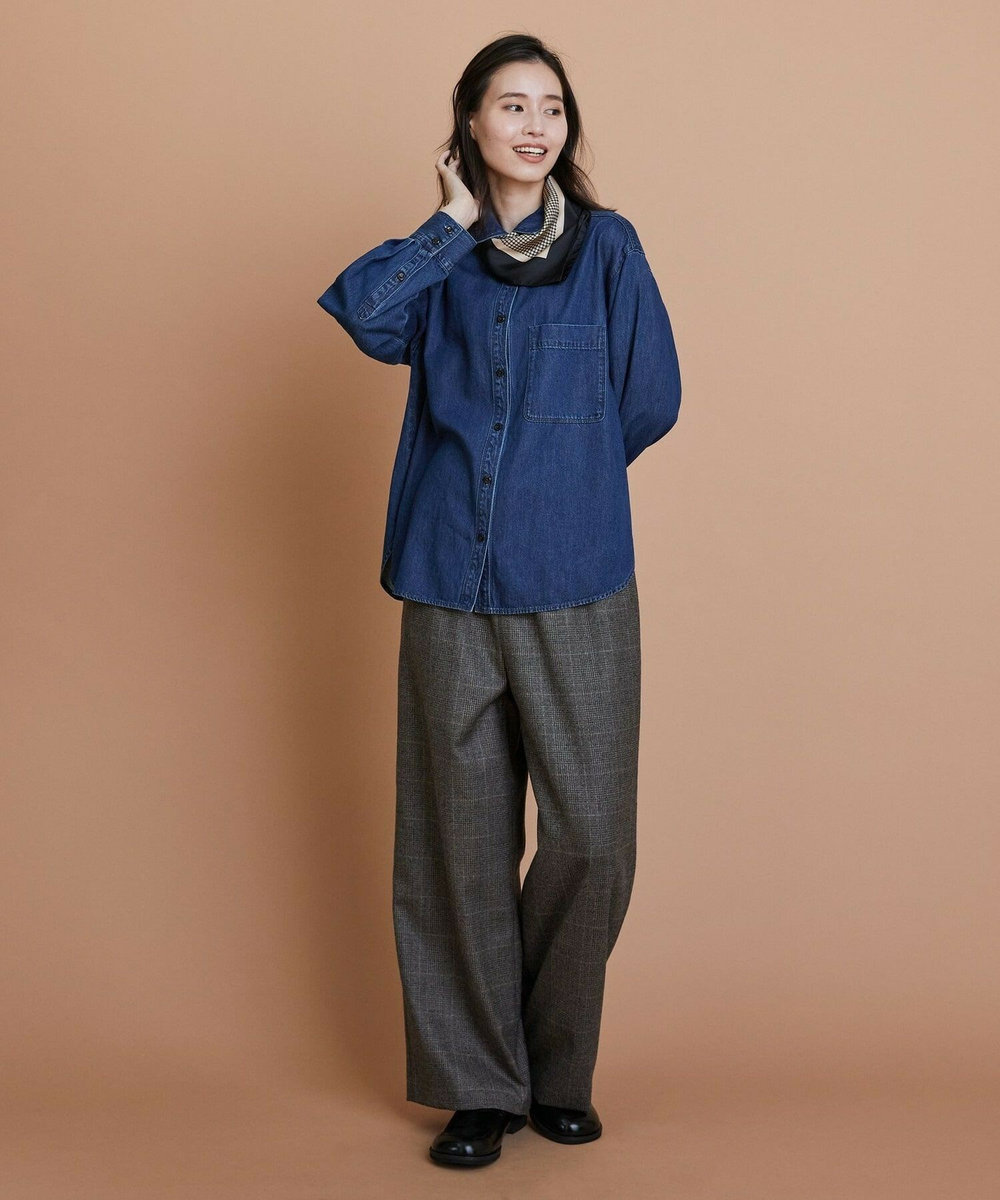 L'EQUIPE ウールサキソニーストレートパンツ チェック