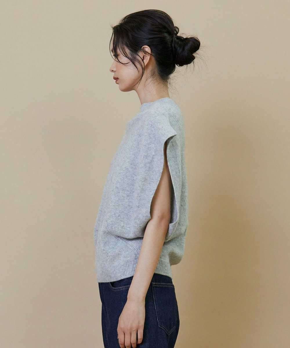 L'EQUIPE GREEN カシミヤ混ニットベスト ライトグレー