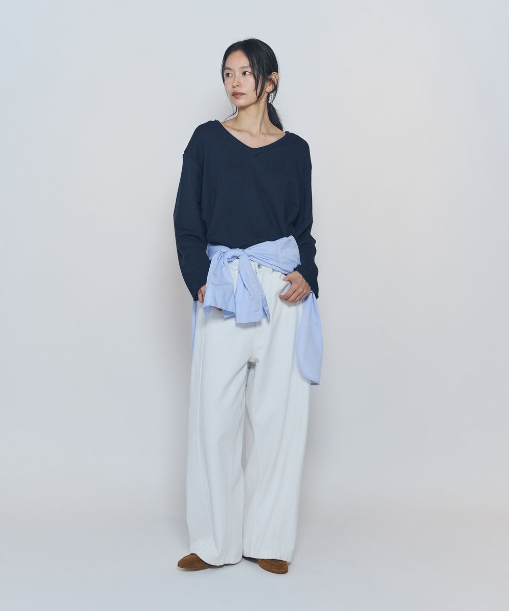 1er Arrondissement ホワイトデニムカーブパンツ ホワイト