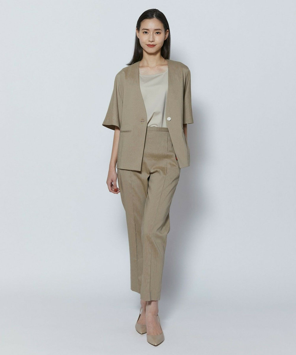 L'EQUIPE COUTURIER ファインリネンクロスパンツ モカ