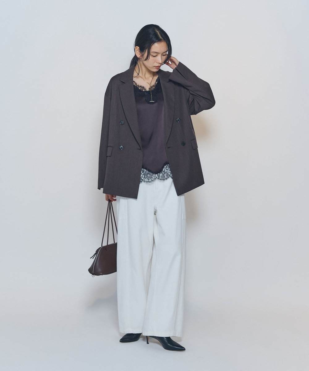 1er Arrondissement ホワイトデニムカーブパンツ ホワイト