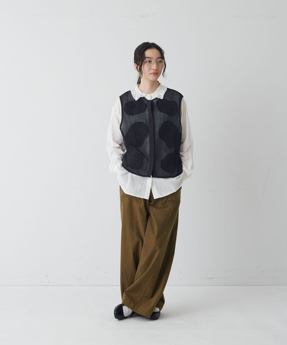 congés payés ADIEU TRISTESSE 刺繍モチーフベスト ブラック
