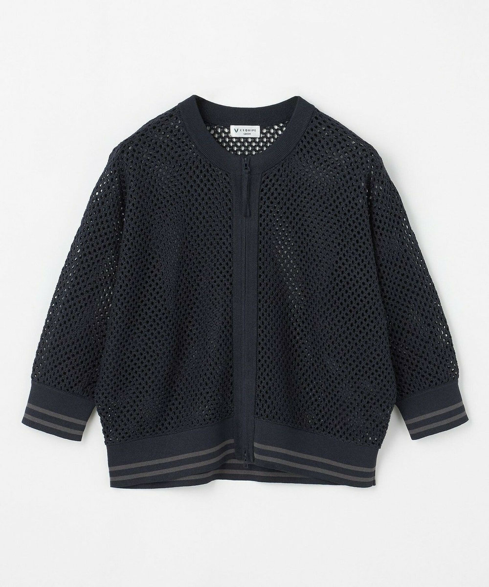 L'EQUIPE GREEN 和紙メッシュショートブルゾン ネイビー