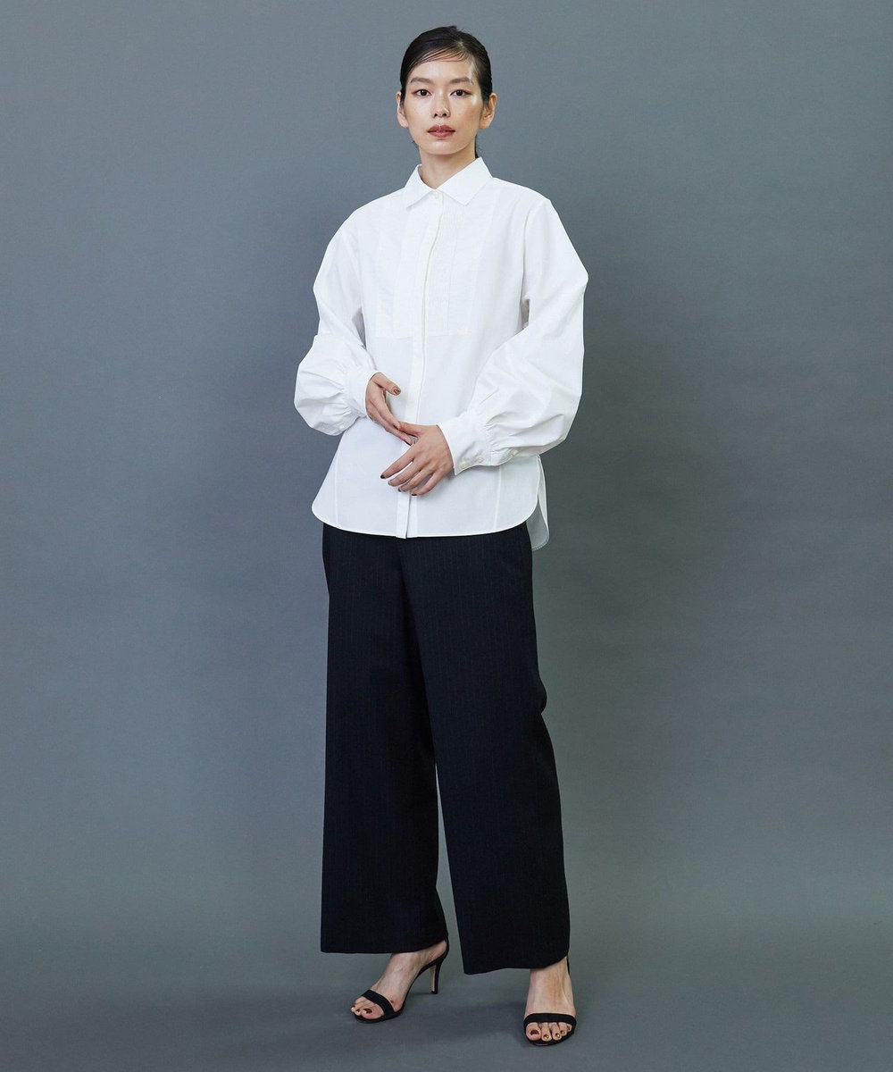L'EQUIPE COUTURIER 80/2GVブロックスボリュームスリーブシャツ ホワイト