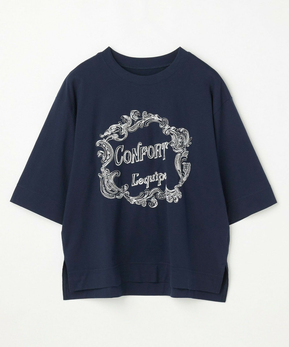 L'EQUIPE フレームロゴTシャツ ネイビー