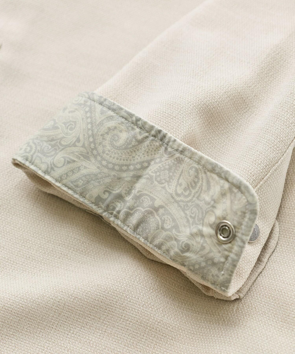 MEN'S BIGI 	ブッチャー七分袖シャツ＜ストレッチ/イージーケア/吸汗性/通気性＞ ベージュ