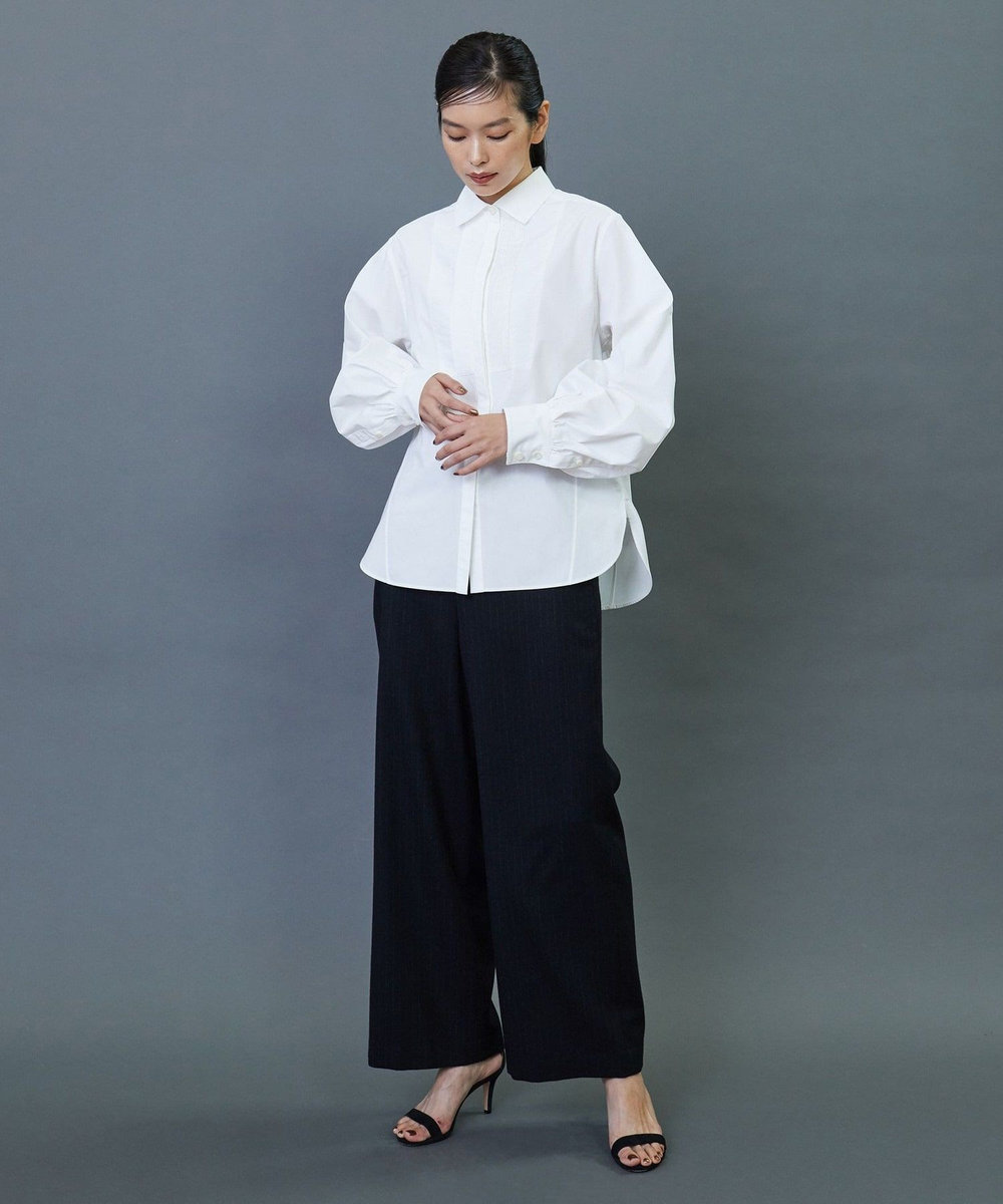 L'EQUIPE COUTURIER 80/2GVブロックスボリュームスリーブシャツ ホワイト
