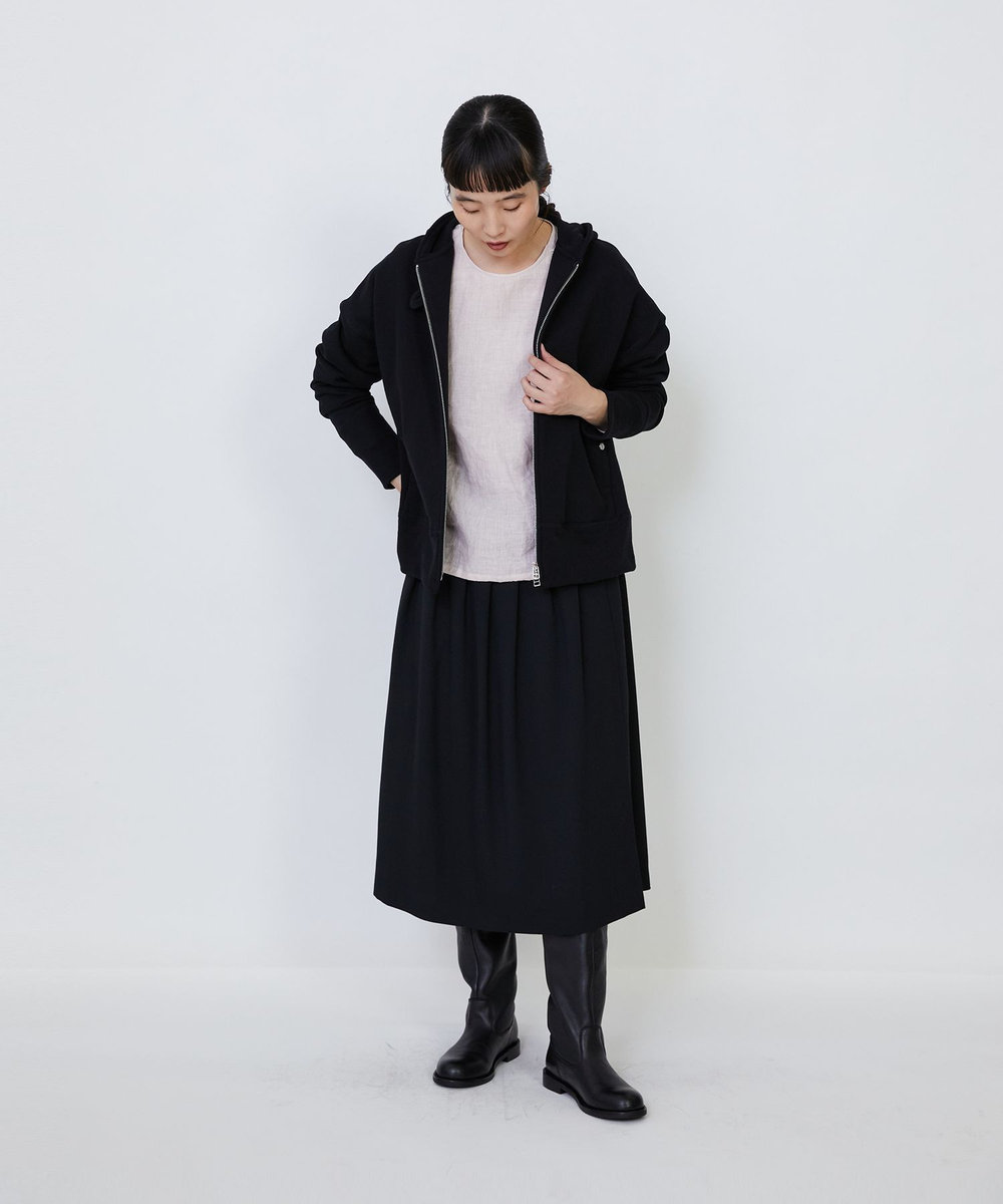 LOISIR 度詰め裏毛ジップフーディ ブラック