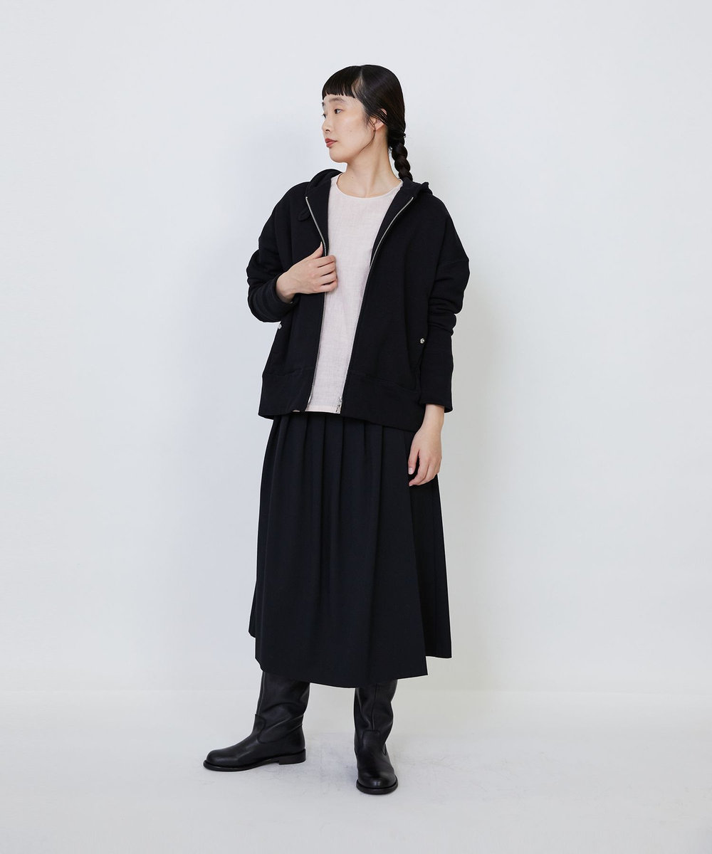 LOISIR 度詰め裏毛ジップフーディ ブラック