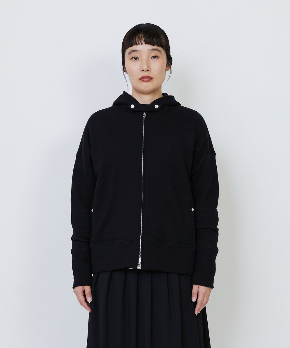 LOISIR 度詰め裏毛ジップフーディ ブラック
