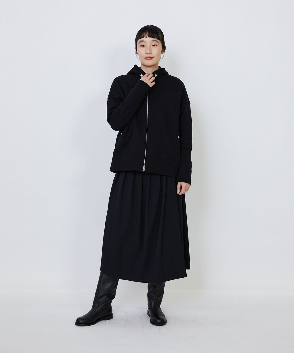 LOISIR 度詰め裏毛ジップフーディ ブラック