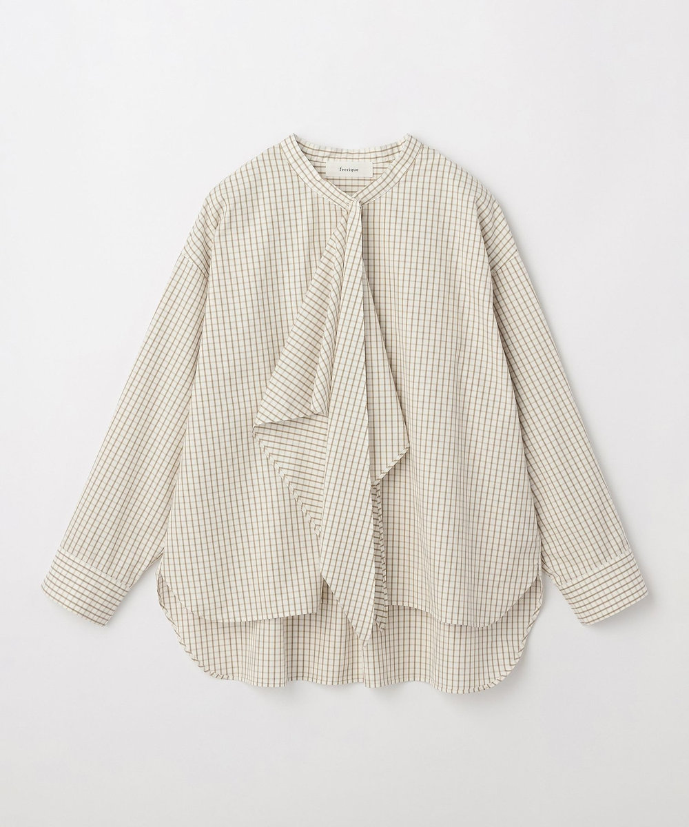 feerique Lサイズ（大きいサイズ） 【大きいサイズ】feerique タイプライターフリルシャツ チェック