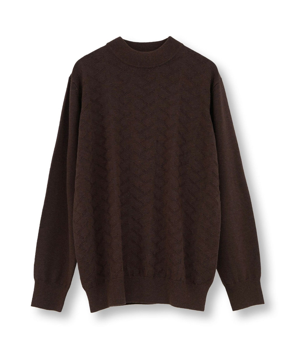MEN'S BIGI 【ACTIVE TAILOR/アクティブテイラー】12Gジャカードモックネックニット ブラウン