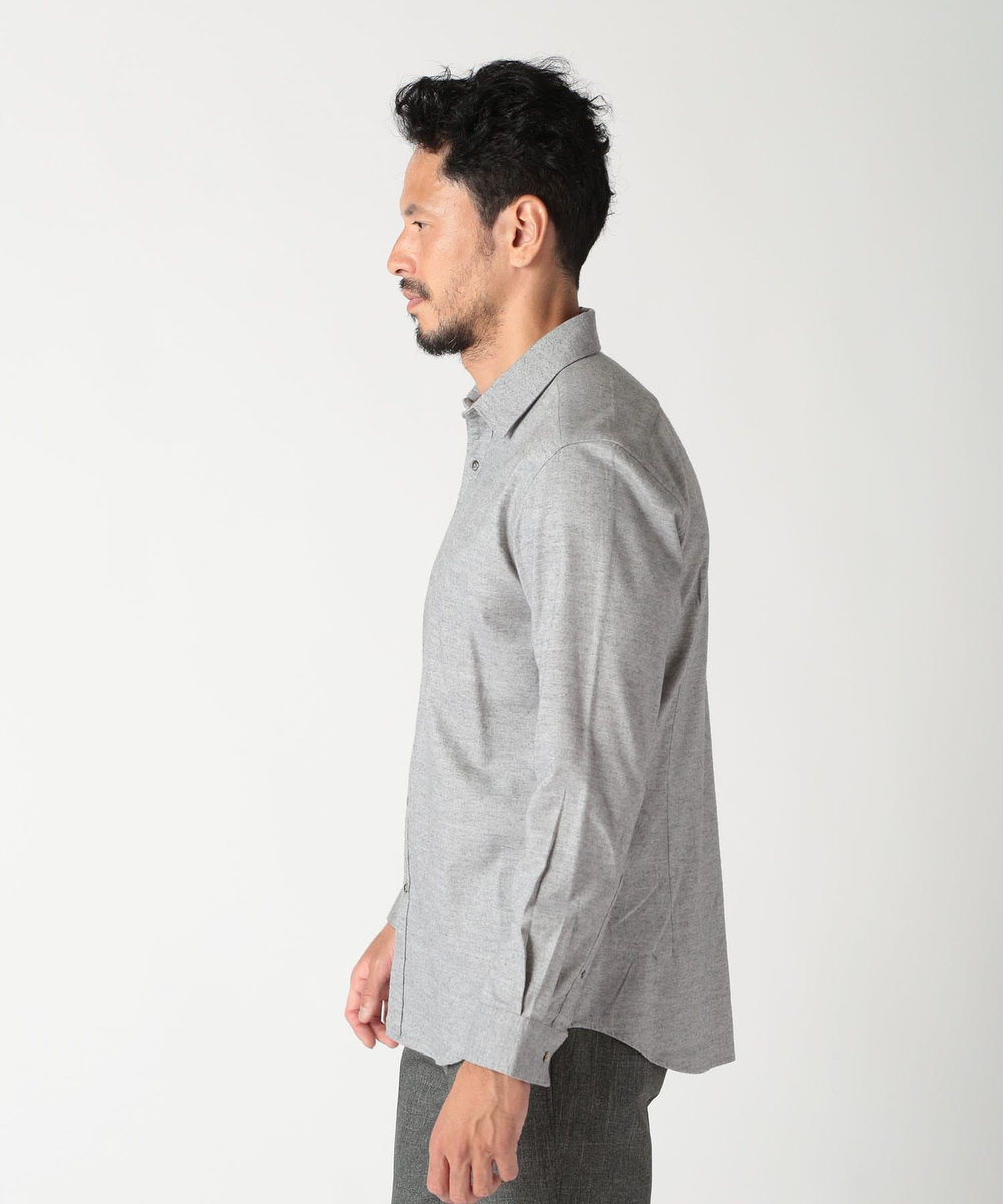 MEN'S BIGI フランネルフレンチフロントカジュアルシャツ グレー