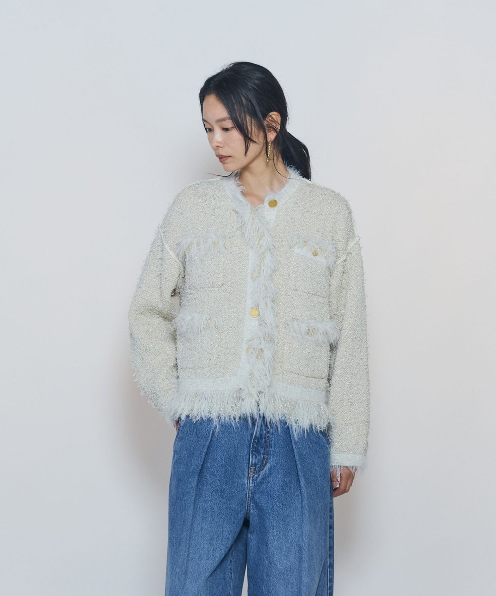 1er Arrondissement 【WEB限定カラーあり】"La Seine"ツイードニットジャケット アイボリー