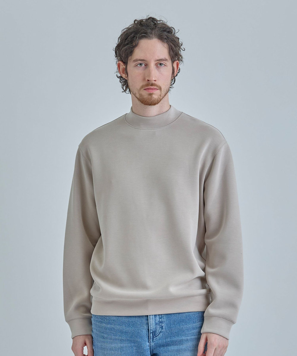 MEN'S BIGI スエードタッチ ダンボールモックネックトップス オフホワイト