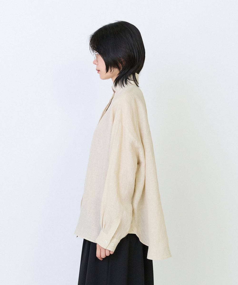 LOISIR グランジリネンボクシーシャツ ベージュ
