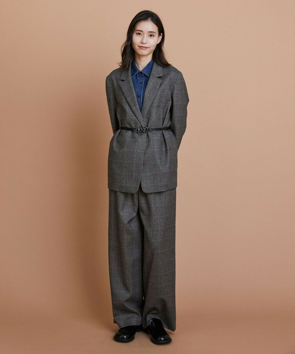 L'EQUIPE ウールサキソニーストレートパンツ チェック