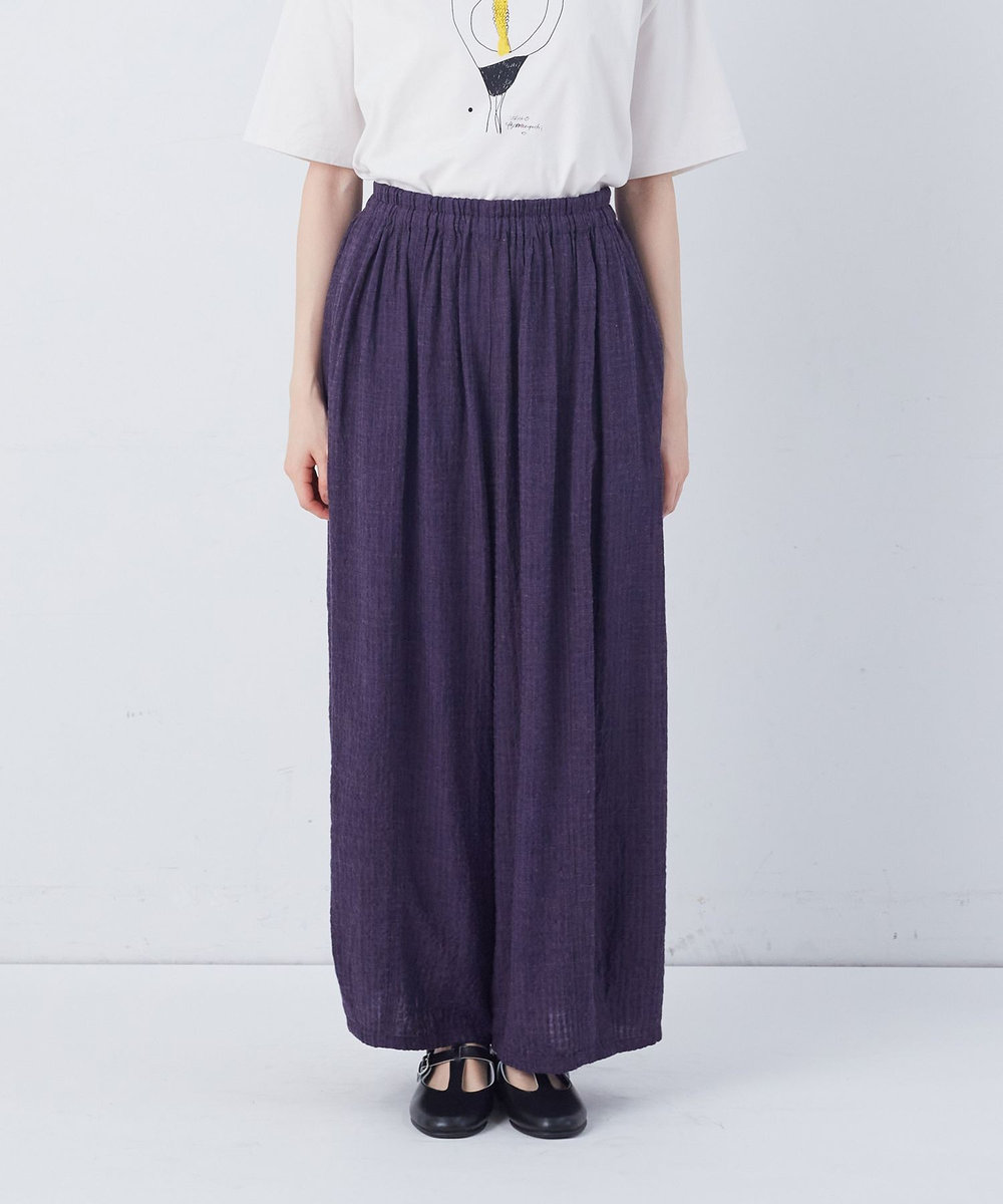congés payés ADIEU TRISTESSE 【FAVE】シャーリングワイドロングサルエルパンツ ネイビー