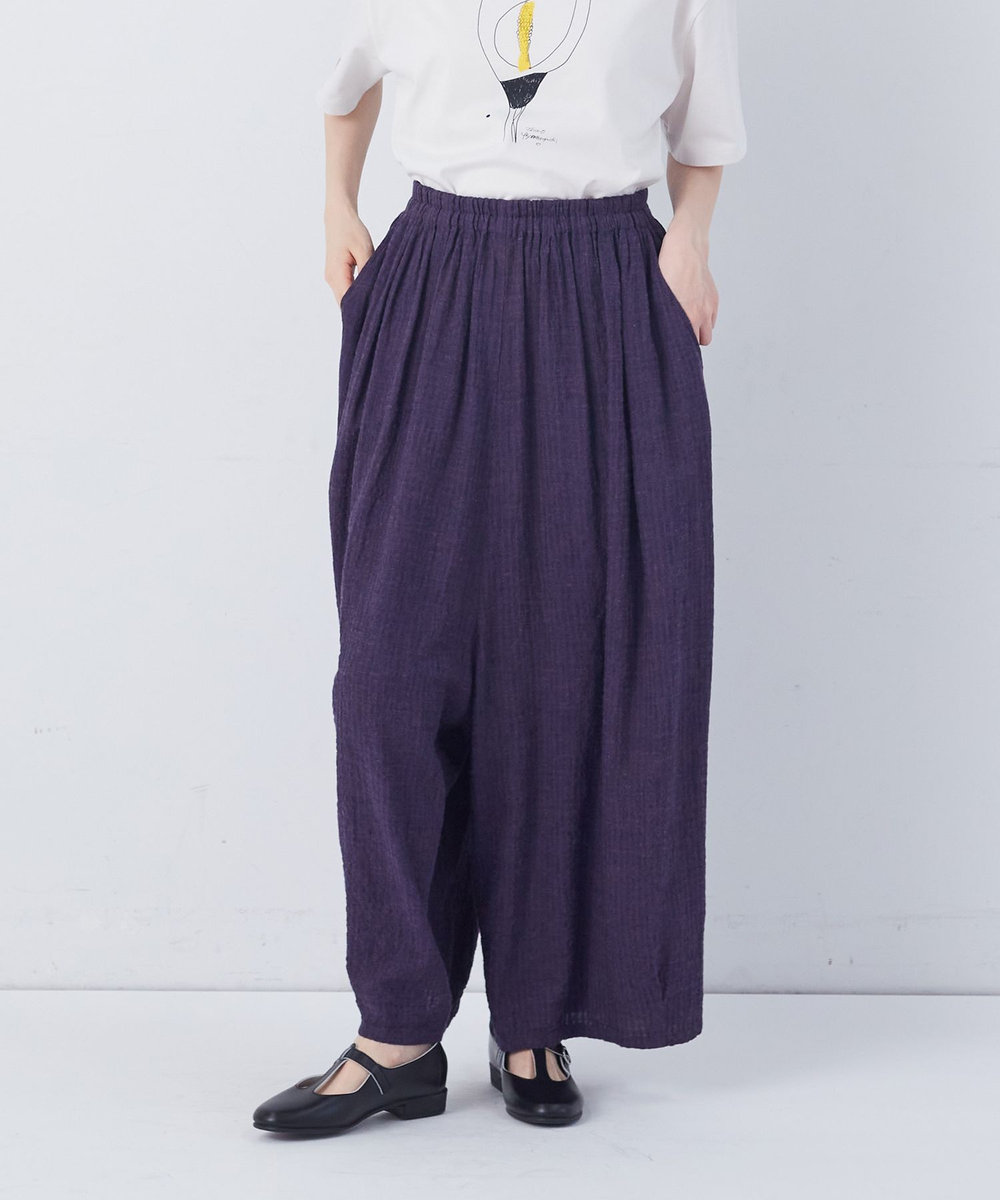 congés payés ADIEU TRISTESSE 【FAVE】シャーリングワイドロングサルエルパンツ ネイビー