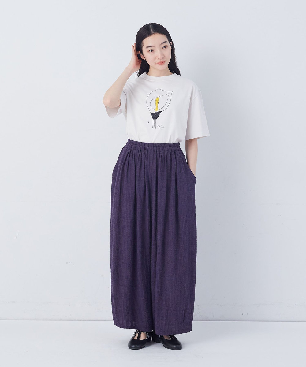 congés payés ADIEU TRISTESSE 【FAVE】シャーリングワイドロングサルエルパンツ ネイビー