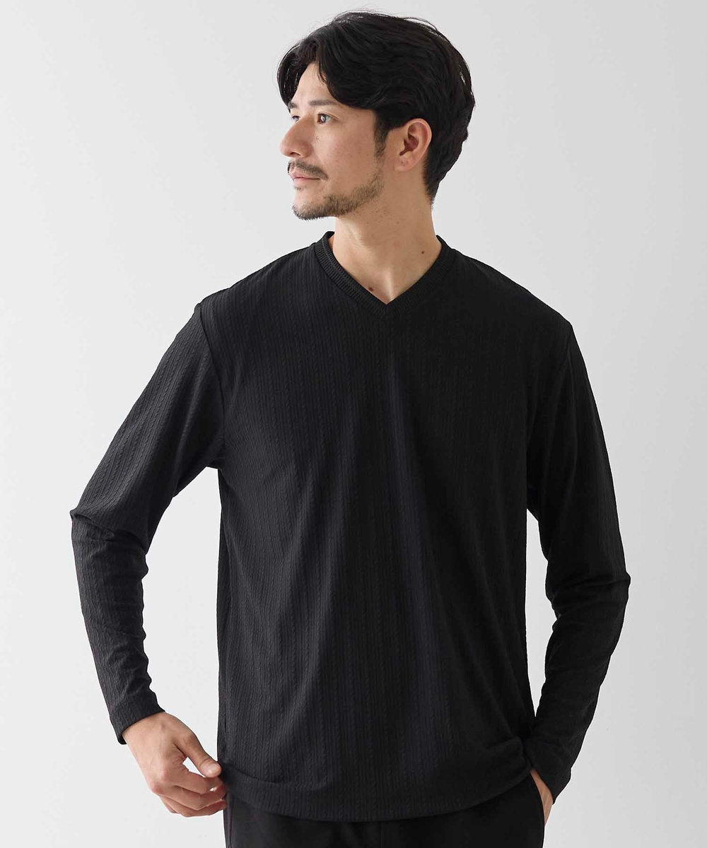 UNION STATION リンクスジャガード　リブニットソーTシャツ ブラック