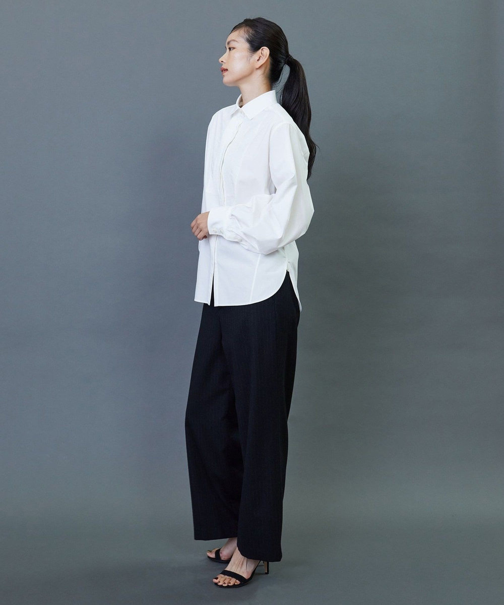 L'EQUIPE COUTURIER 80/2GVブロックスボリュームスリーブシャツ ホワイト