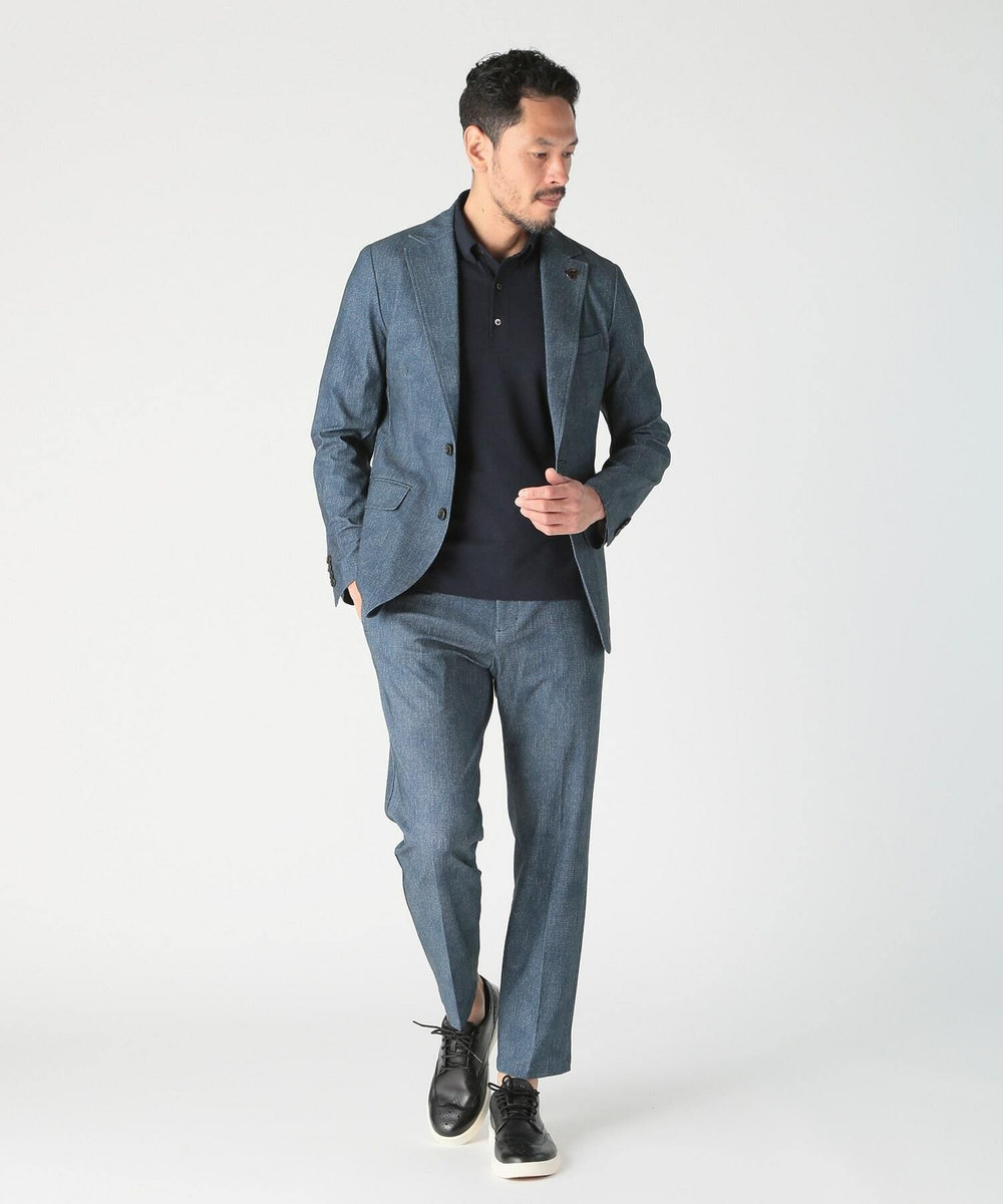 MEN'S BIGI 【COLE HAAN/コール ハーン】別注 トリコットメッシュデニムプリント ストレッチパンツ＜吸水速乾/EASY CARE＞ ブルー