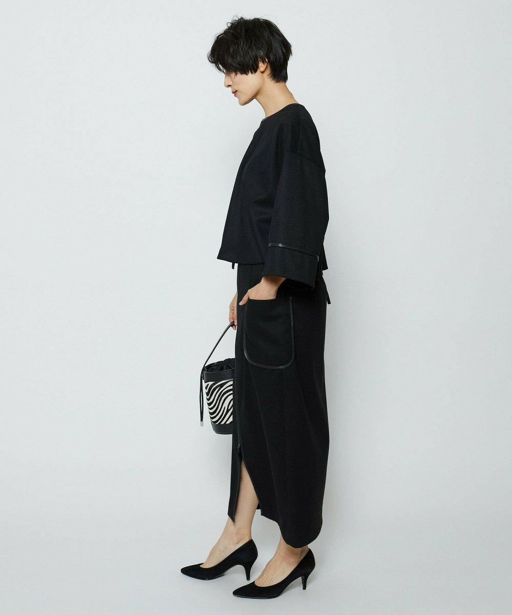 feerique feerique 　フェイクレザーパイピングタイトスカート ブラック
