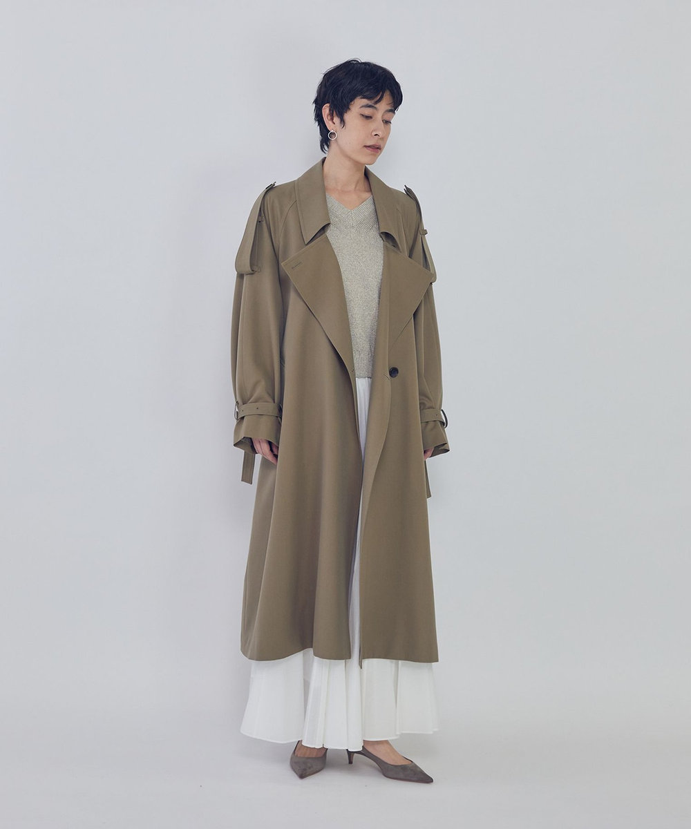 1er Arrondissement ウールギャバジントレンチコート カーキ
