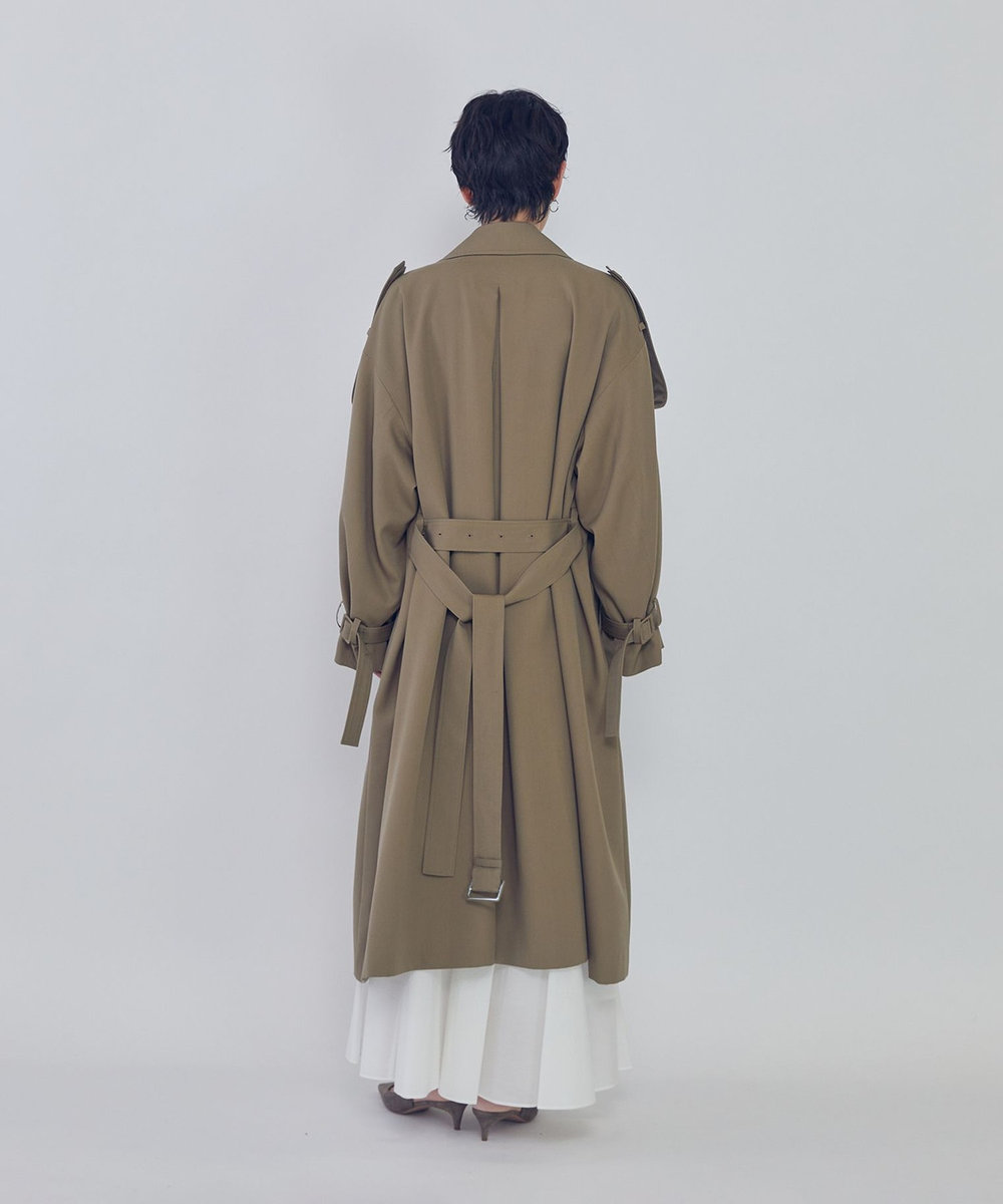 1er Arrondissement ウールギャバジントレンチコート カーキ