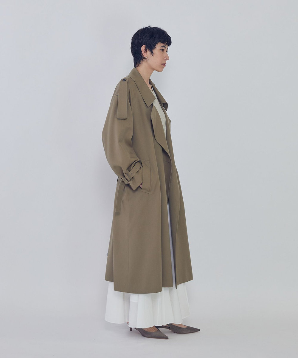 1er Arrondissement ウールギャバジントレンチコート カーキ
