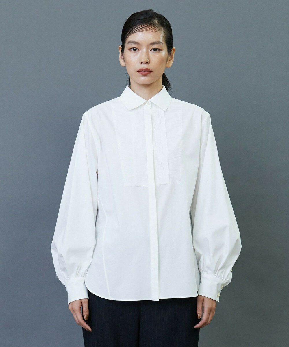L'EQUIPE COUTURIER 80/2GVブロックスボリュームスリーブシャツ ホワイト