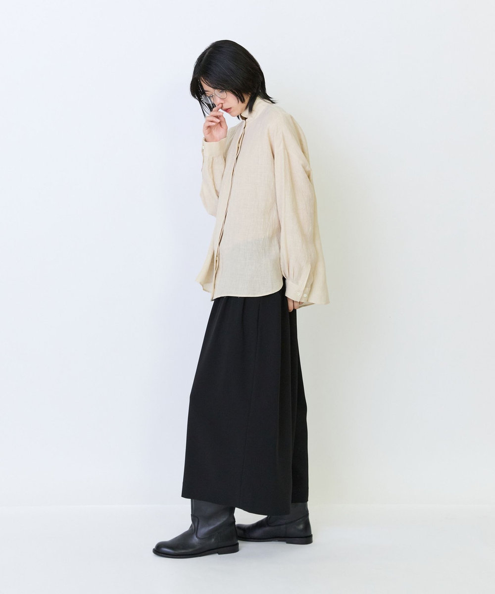 LOISIR グランジリネンボクシーシャツ ベージュ