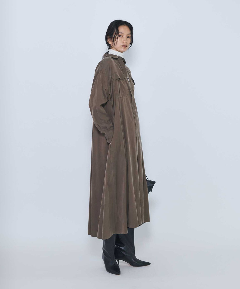 1er Arrondissement キュプラナイロンピーチシャツワンピース モカ