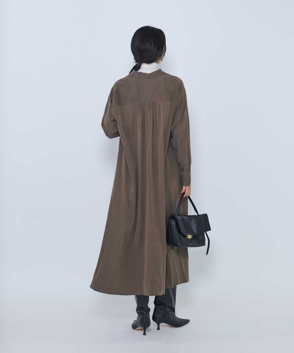 1er Arrondissement キュプラナイロンピーチシャツワンピース モカ