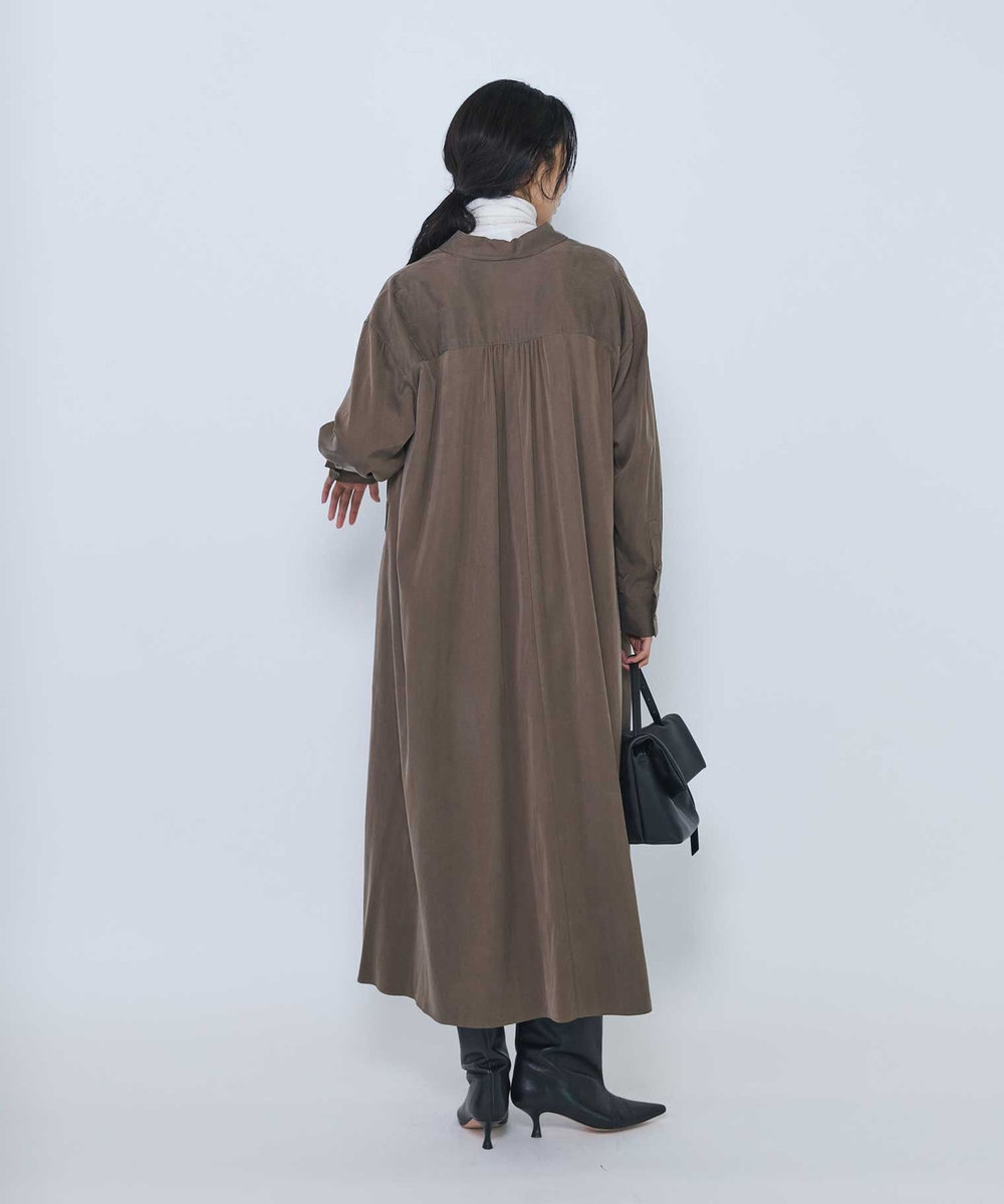 1er Arrondissement キュプラナイロンピーチシャツワンピース モカ