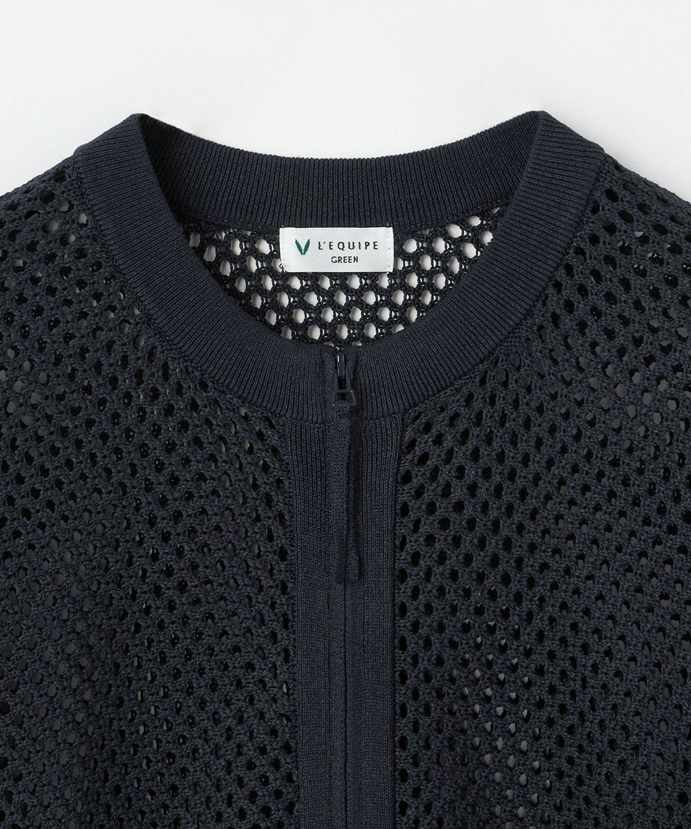 L'EQUIPE GREEN 和紙メッシュショートブルゾン ネイビー