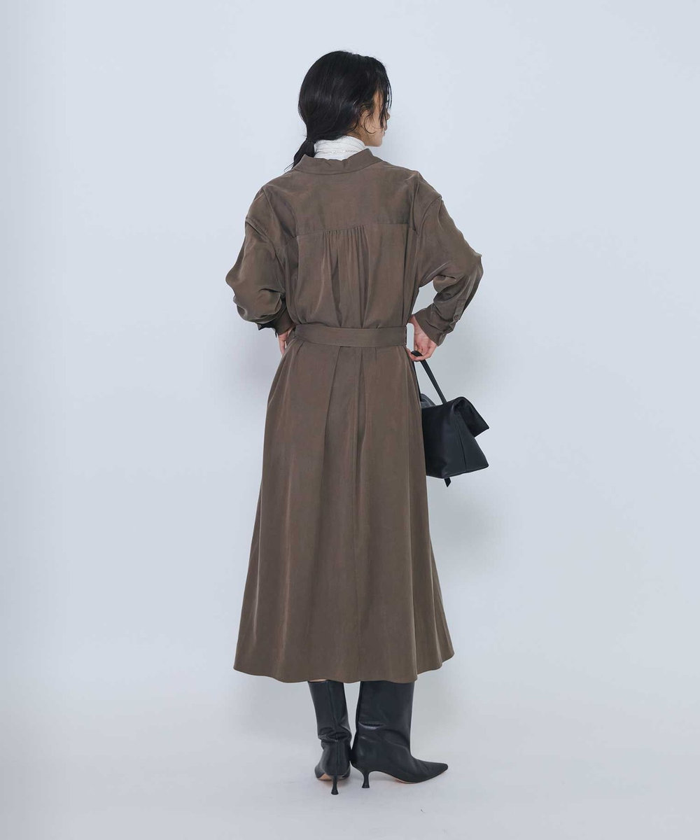 1er Arrondissement キュプラナイロンピーチシャツワンピース モカ