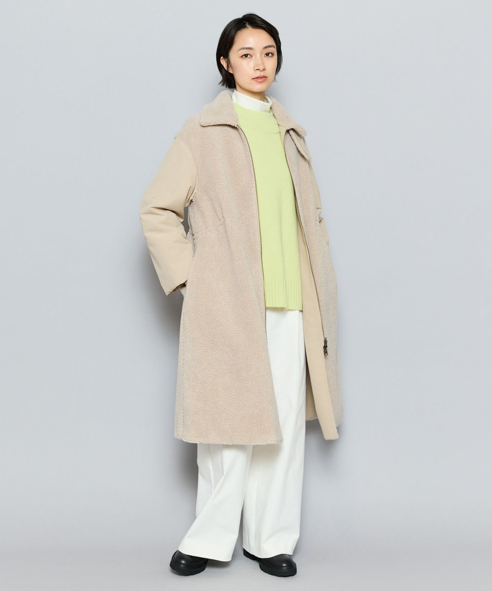 L'EQUIPE ボア×ウェザークロスコート ベージュ