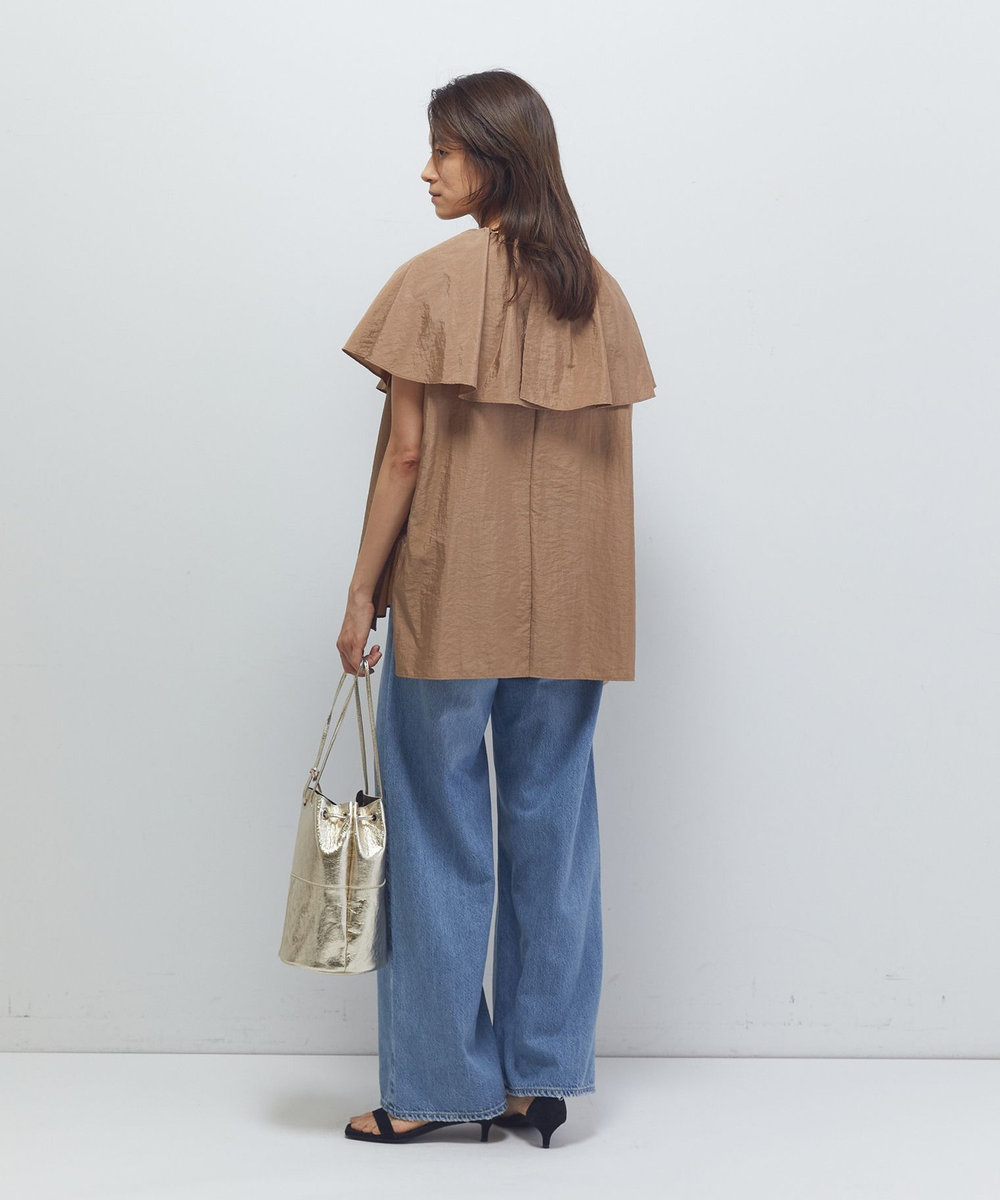 1er Arrondissement ナイロンクロスケープカラーブラウス キャメル