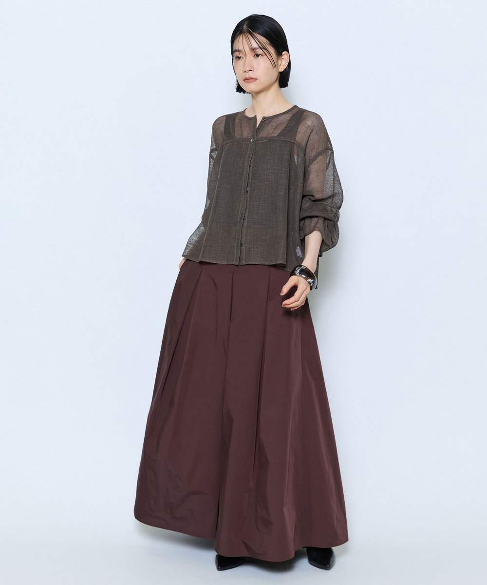feerique feerique メモリーツイルタックロングスカート ブラウン