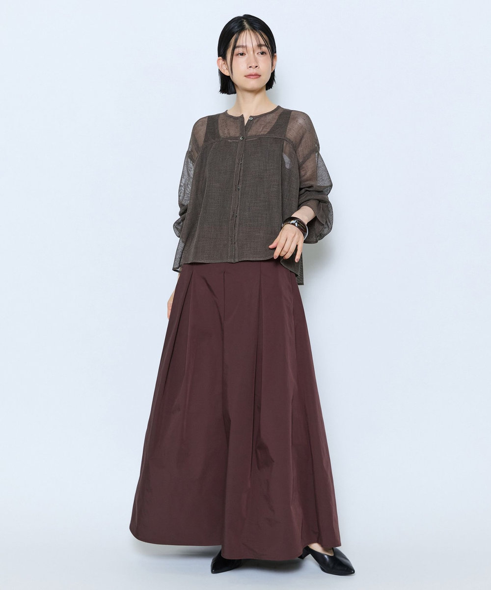 feerique feerique メモリーツイルタックロングスカート ブラウン