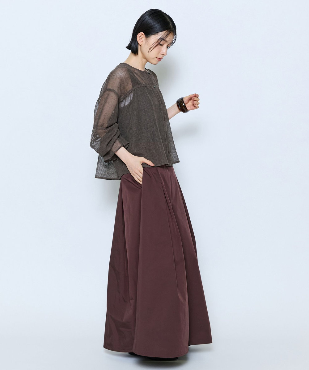 feerique feerique メモリーツイルタックロングスカート ブラウン