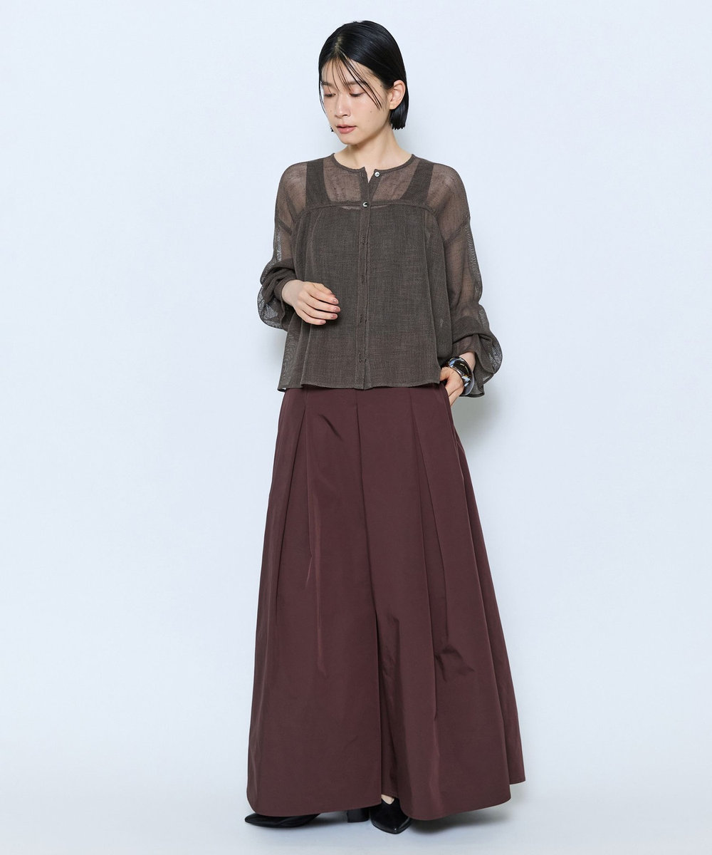 feerique feerique メモリーツイルタックロングスカート ブラウン