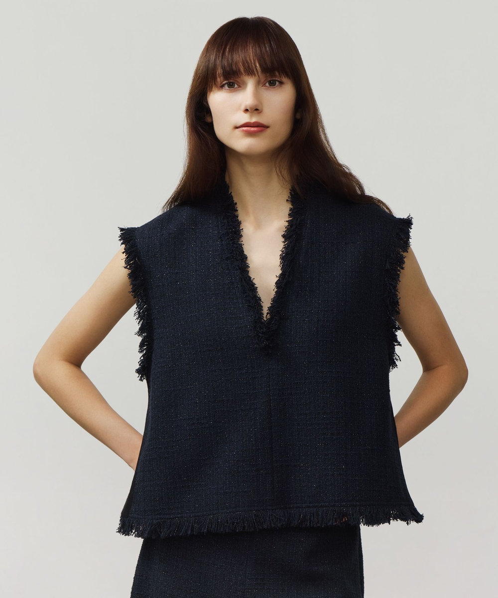 DÉPAREILLÉ COTTON TWEED GIET / コットンツィードジレ ネイビー