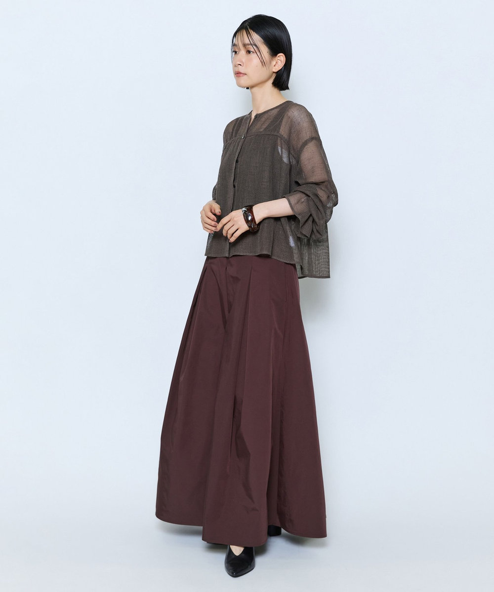 feerique feerique メモリーツイルタックロングスカート ブラウン