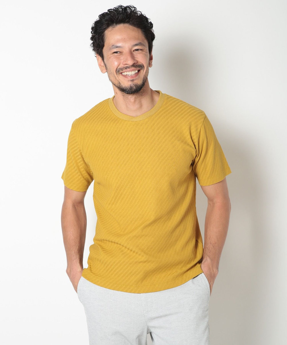 MEN'S BIGI リンクスジャカードシルケットカットソー イエロー
