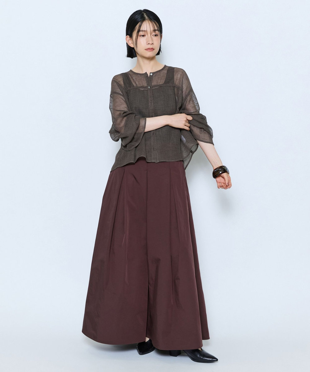feerique feerique メモリーツイルタックロングスカート ブラウン