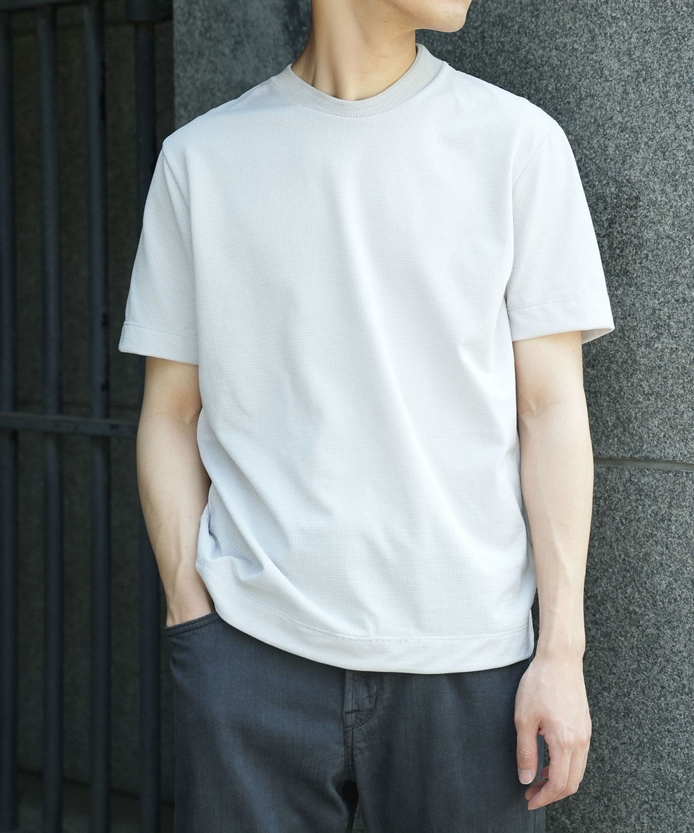 MEN'S BIGI 【WEB限定】ドットメッシュジャージTシャツ＜吸水速乾/通気性＞ グレー
